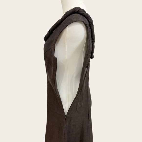 Antonio Melani M.G. Style Margery Brown Linen Blend Scoop Neck A-Line Maxi Dress - Picture 11 of 16